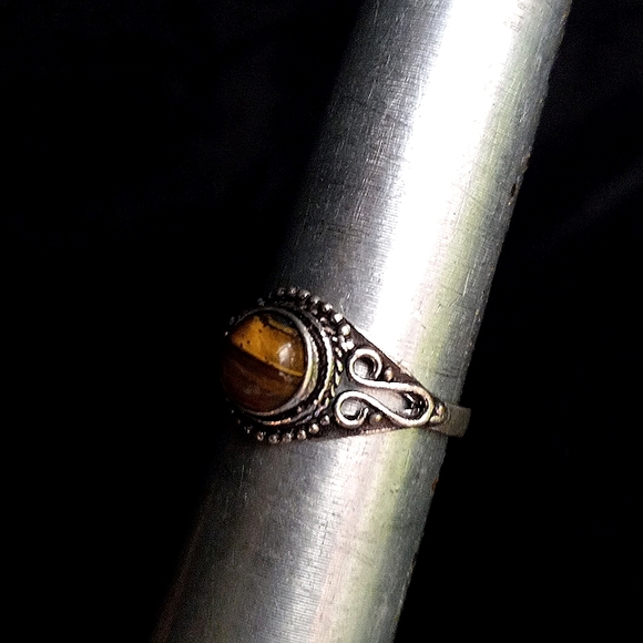 125 Tiger Eye Silver Gemstone Ring size 9 stamped 925 shipping sale - Picture 4 of 9